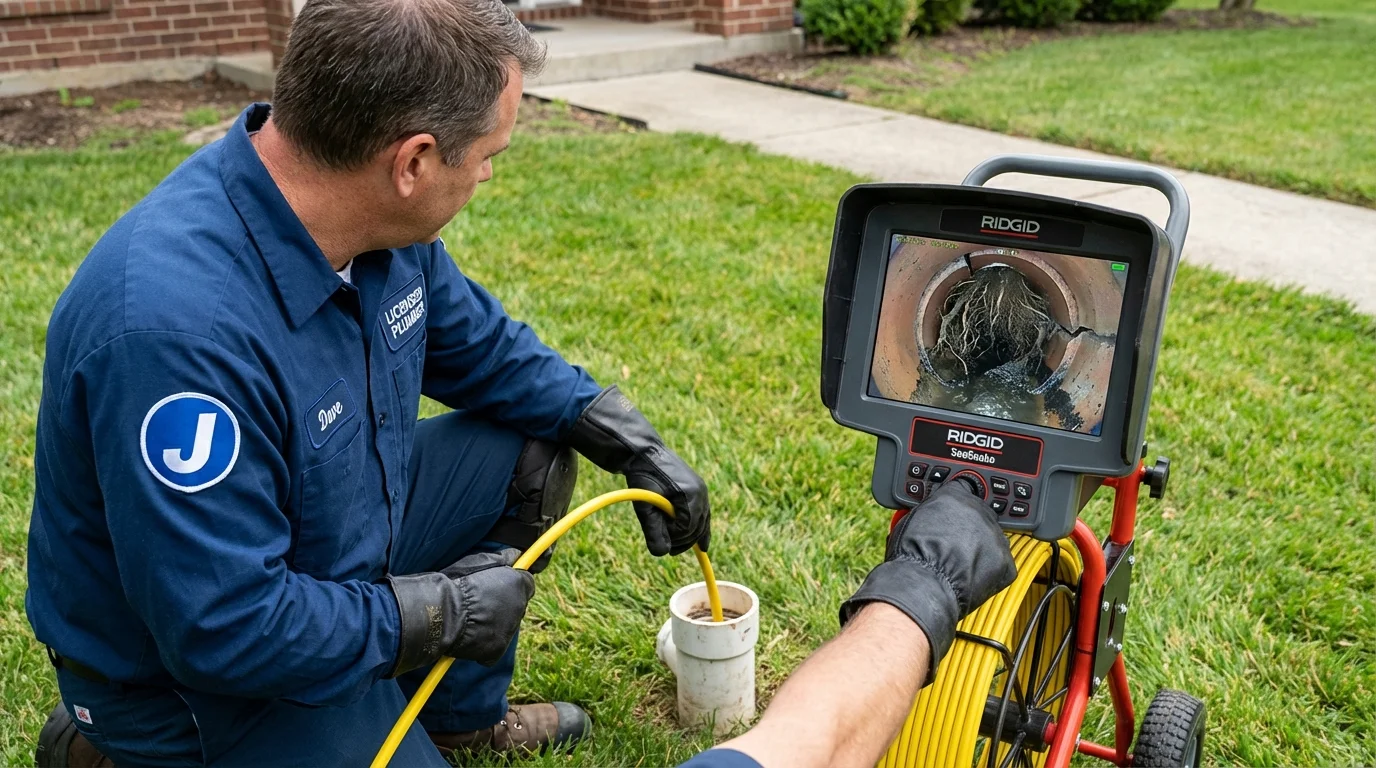 Sewer camera inspection being performed by Johns Plumbing LLC in Brewerton